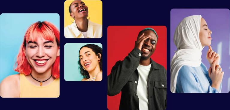 Happy people smiling