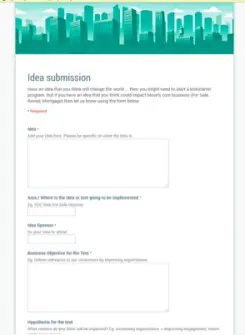 A/B spplit testing idea submission form