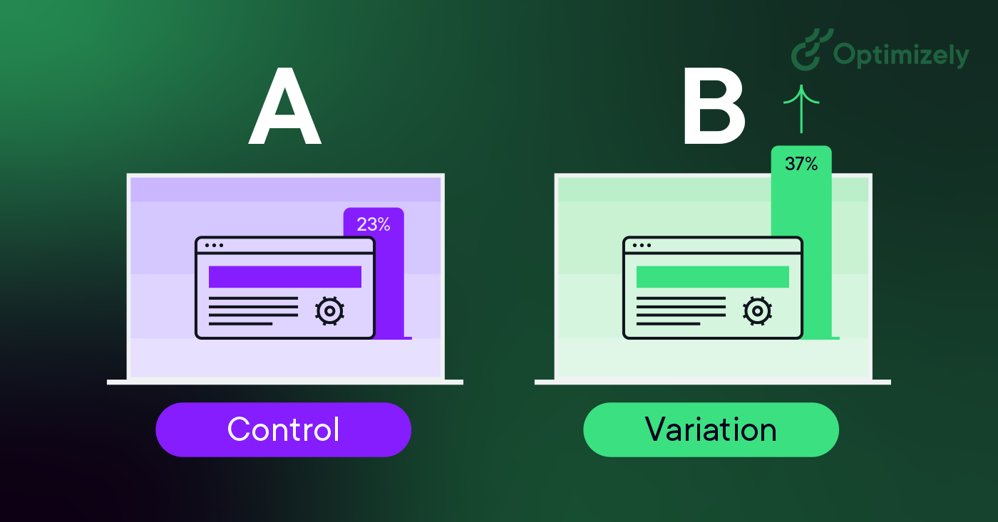 A diagram illustrating the difference between control and variation in A/B testing.