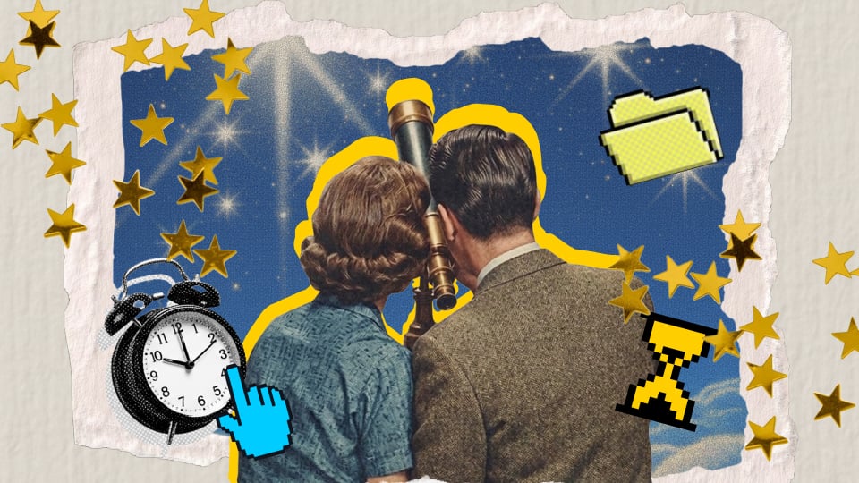 a person and a boy with a clock and a clock