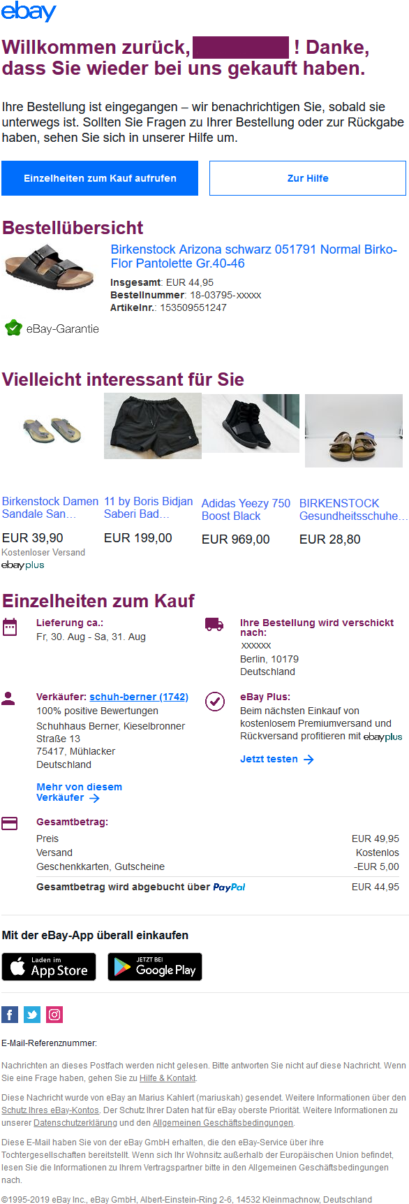 ebay Bestätigung Bestellung