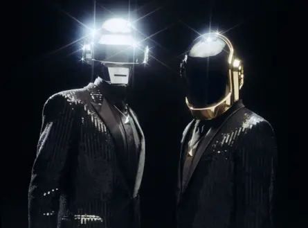 Daft Punk with shiny helmets