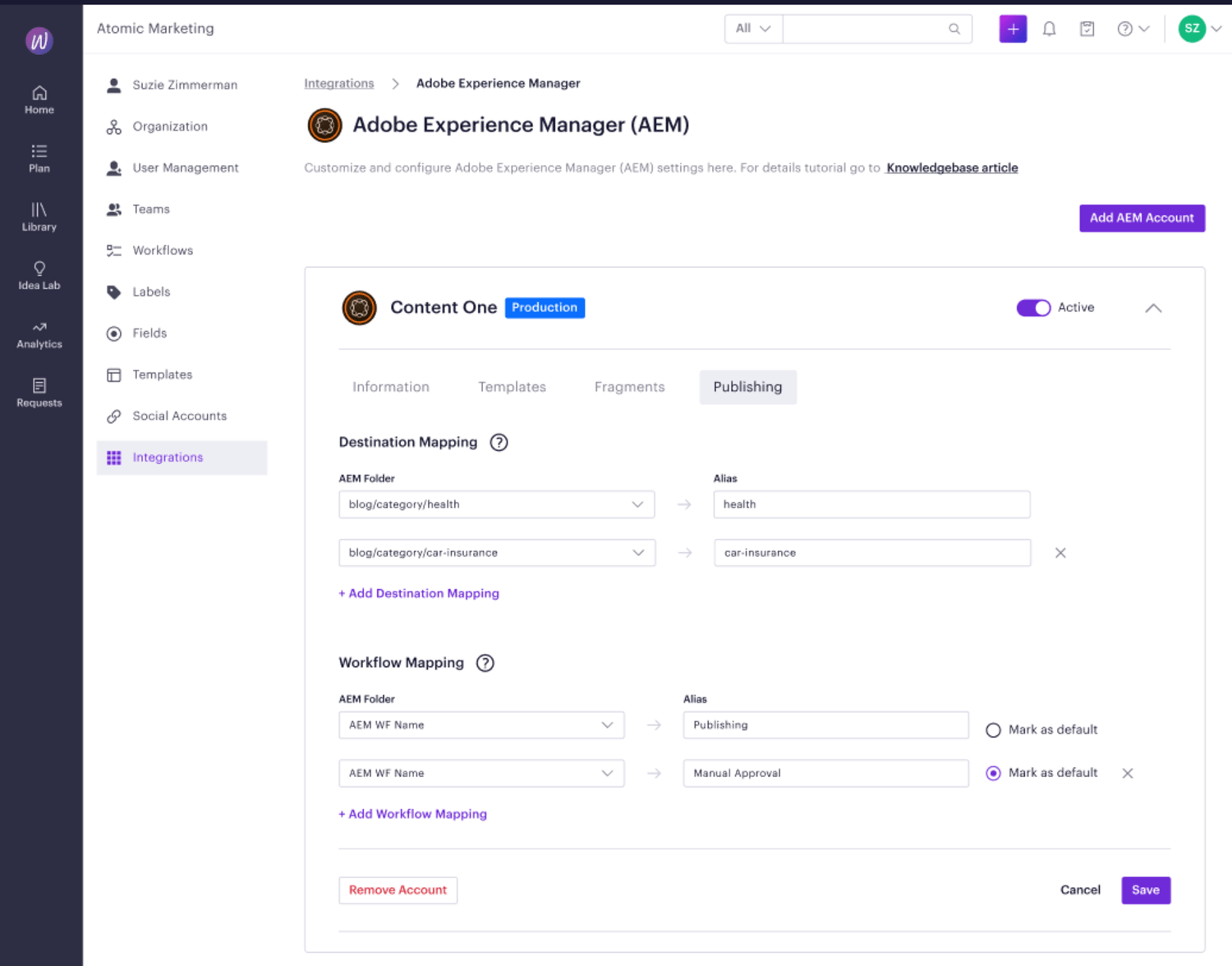 Setting up a connection in CMP