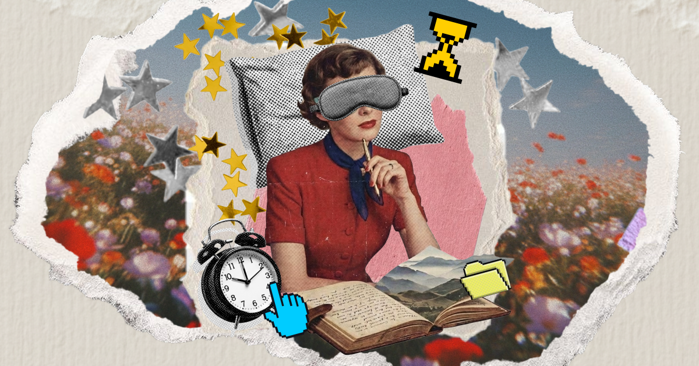 a boy sitting on a bed with a clock and a map