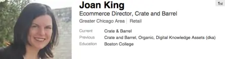 Joan King, example of owner for conversion on LinkedIn
