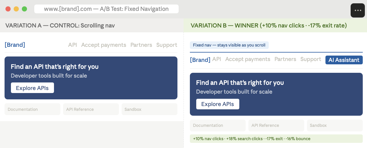 Fixed navigation test