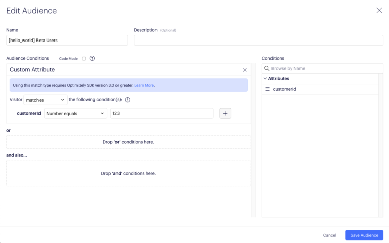 Edit attributes for audience