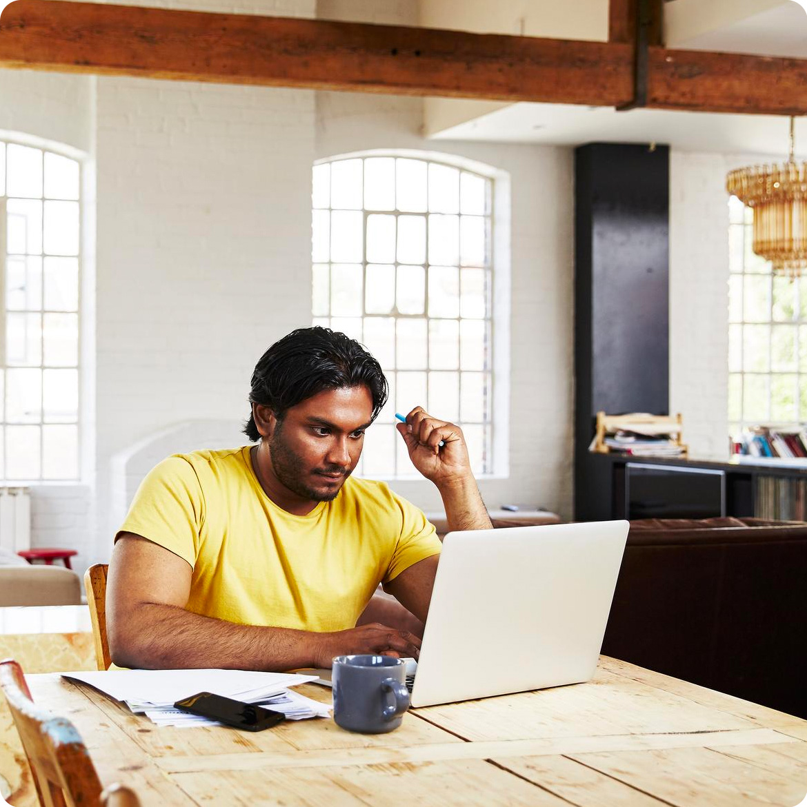 a man sitting at a desk