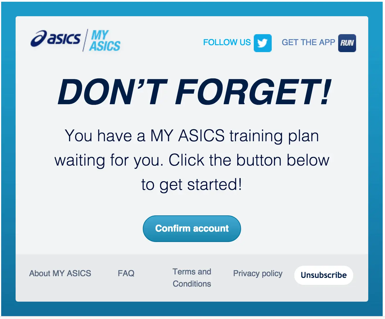 ASICS newsletter opt-in