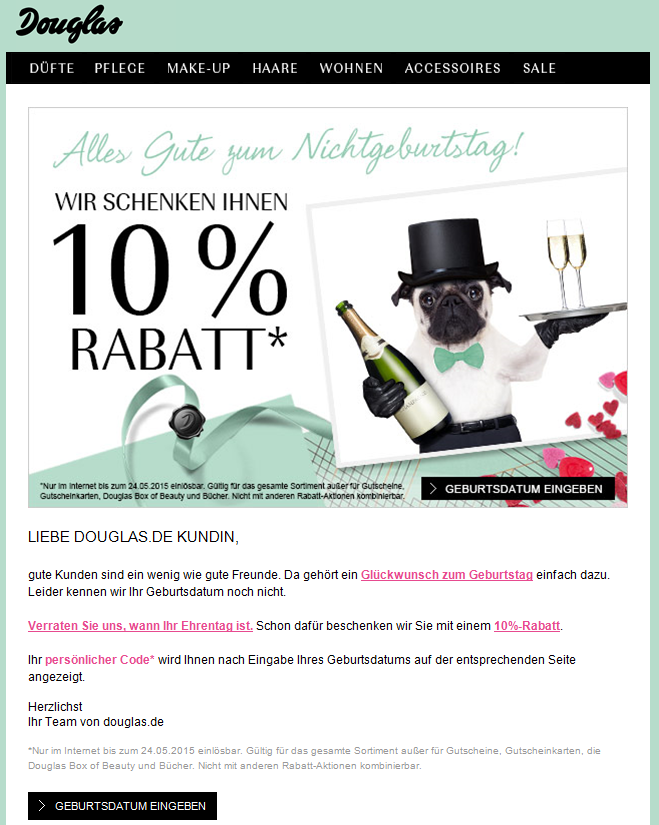 Email Nichtgeburtstag Douglas