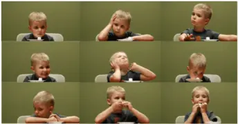 Multiple photos of the same child in different poses