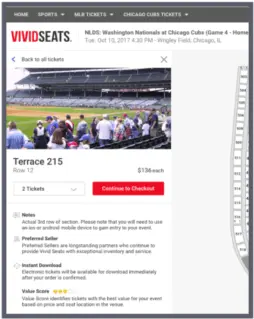VividSeats homepage