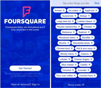 foursquare first-time user onboarding experience