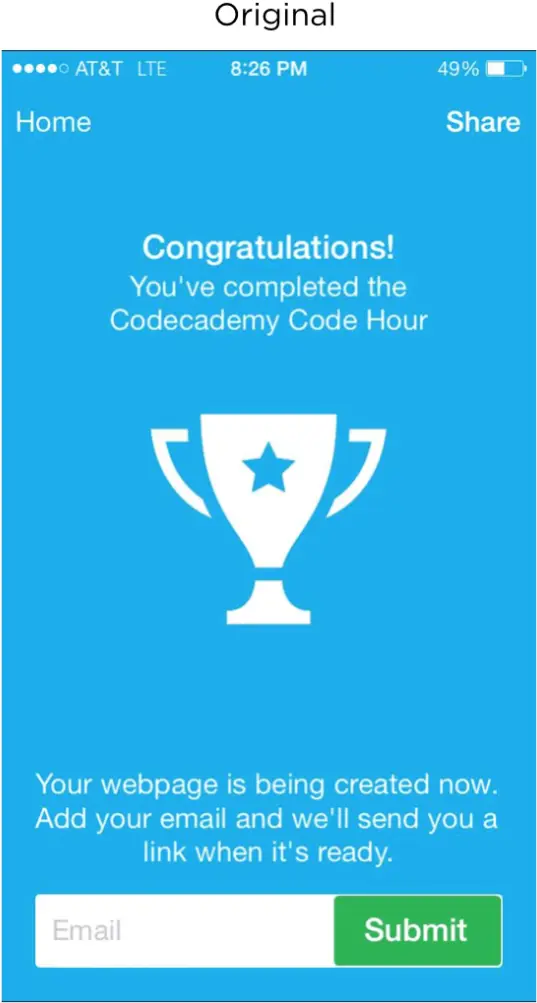 Original Codecademy app experience