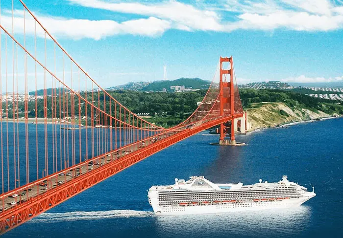 a large bridge over a body of water with Golden Gate Bridge in the background