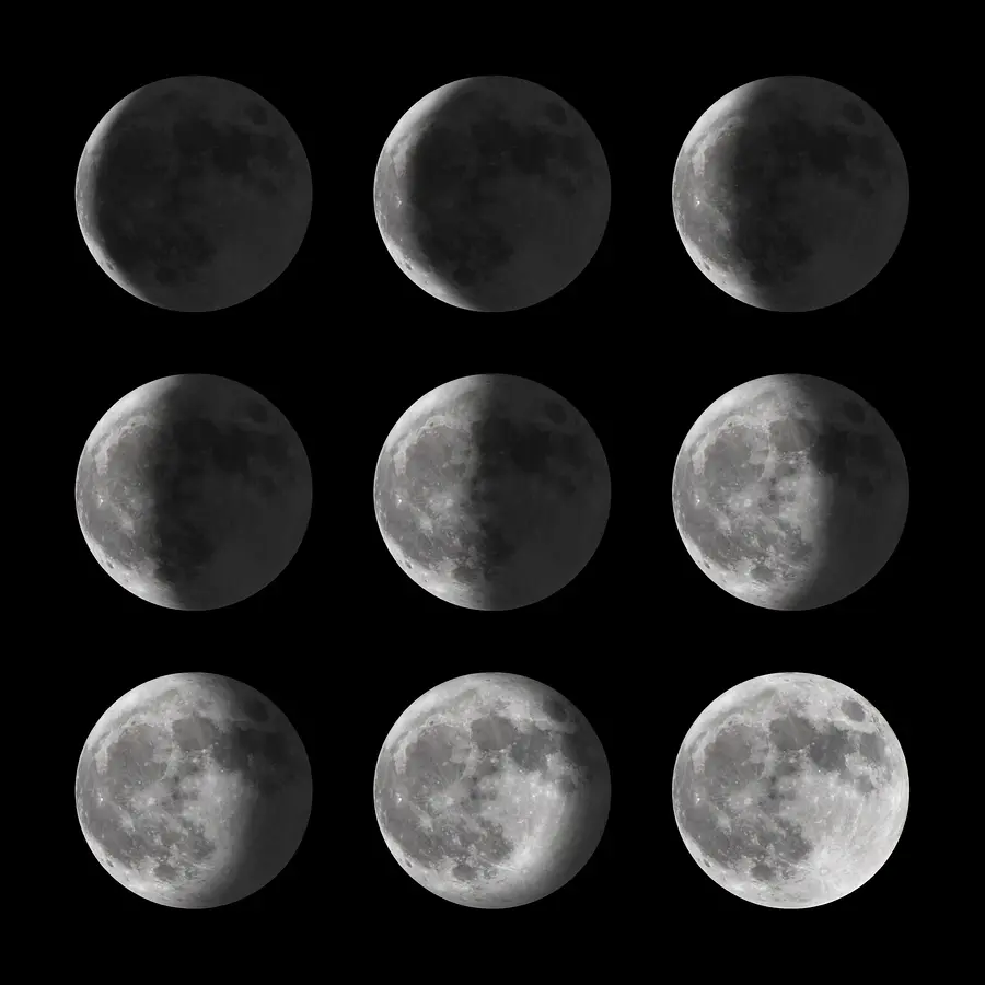 a group of different sized and shaped moons