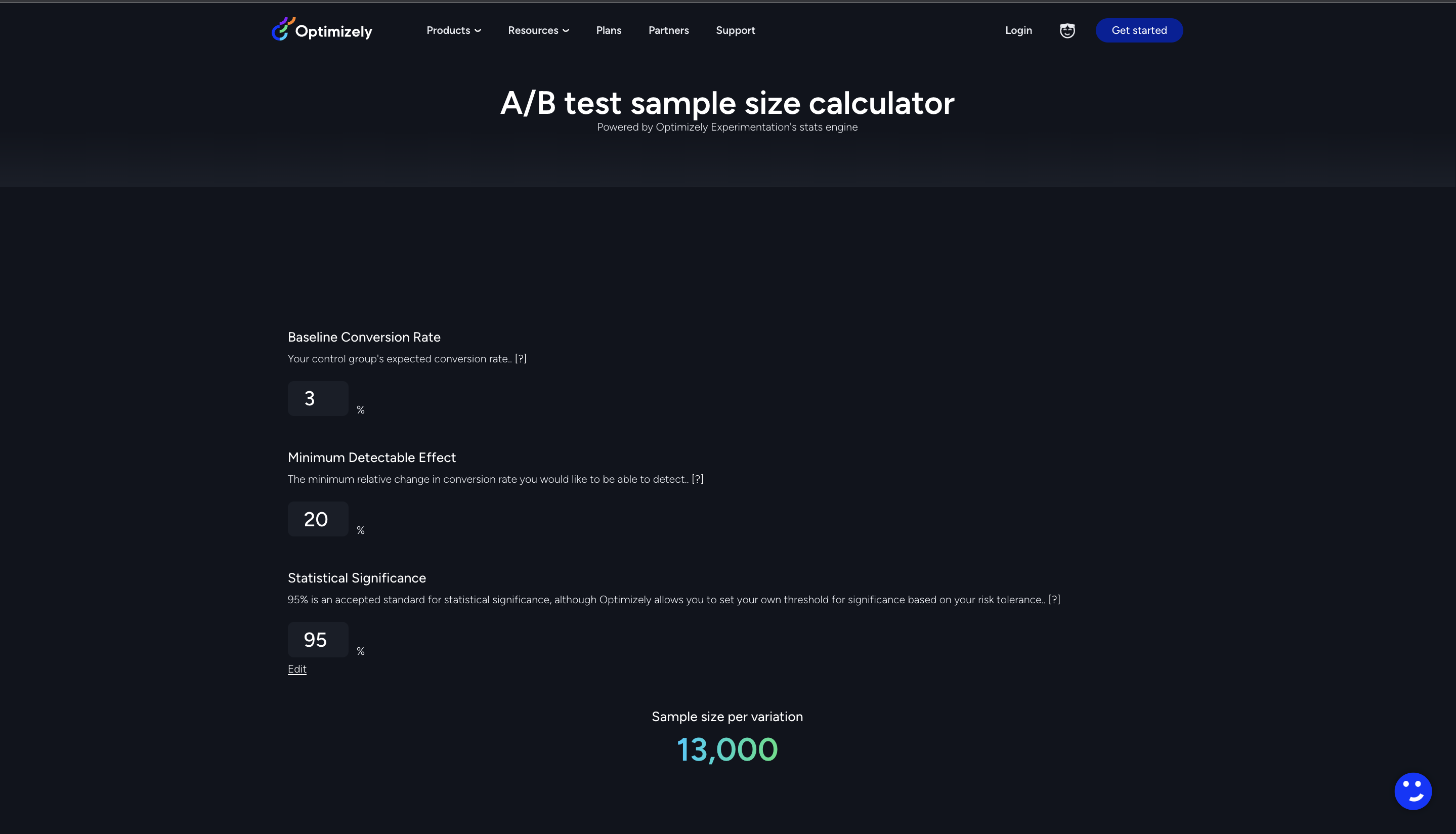 optisamplecalculatorhomepage