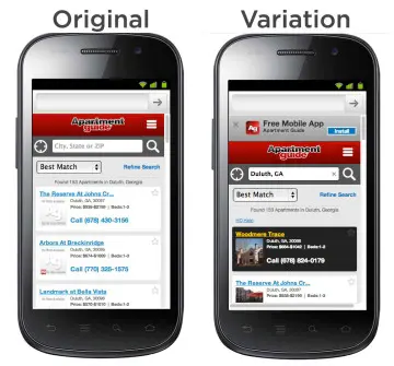 Original and variation shown on a mobile device