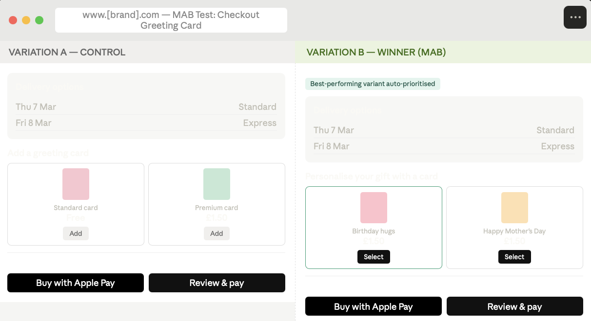 Multi-armed bandit test