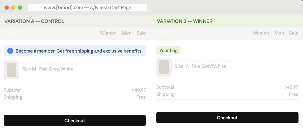 Membership on checkout page test