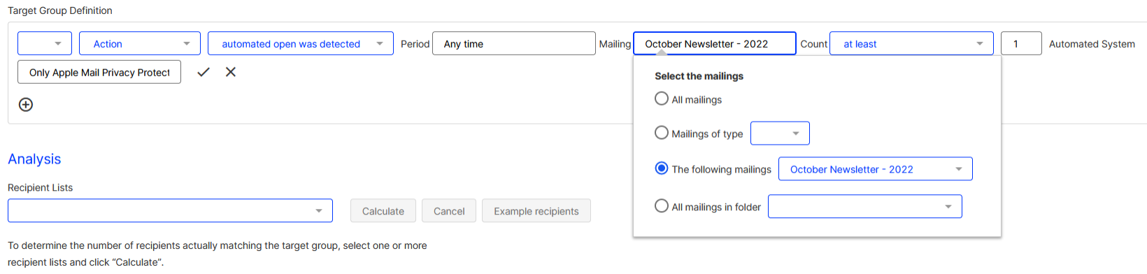 Create target group for campaign evaluation