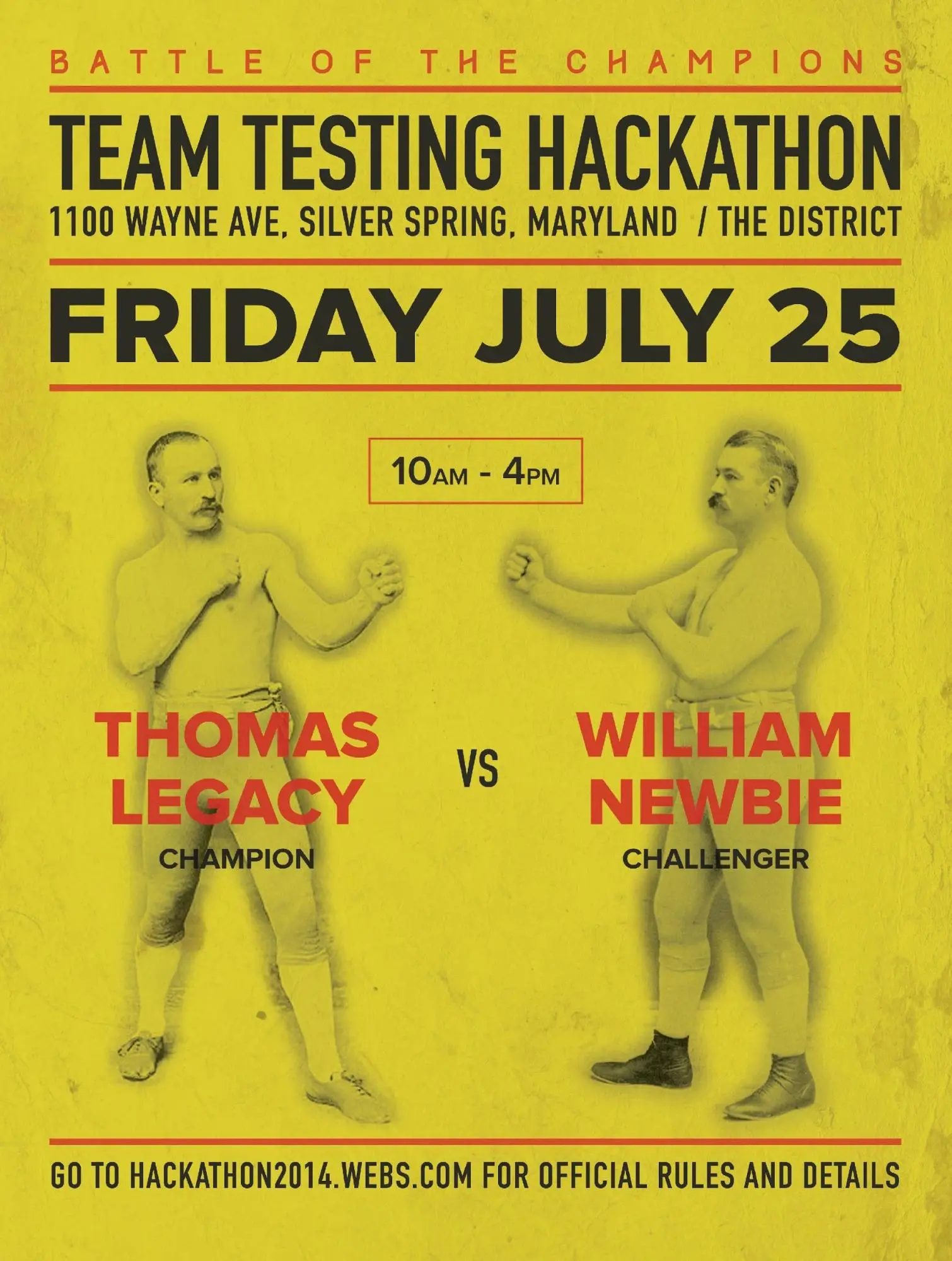 Testing hackathon poster