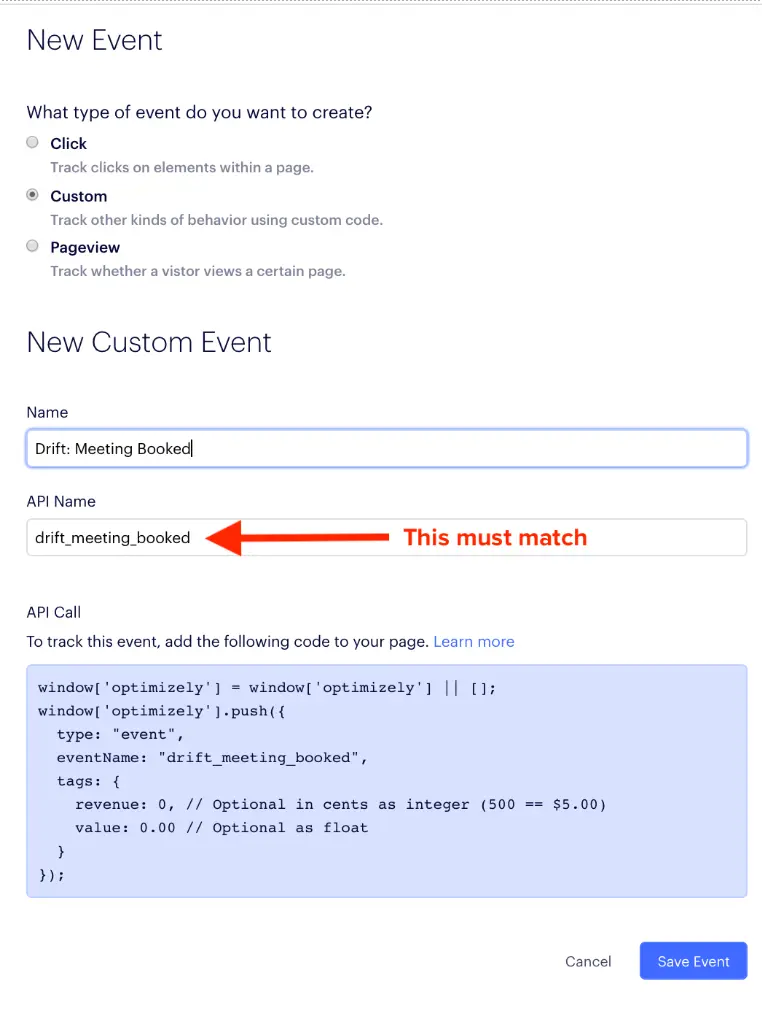 Create a new tracking event in Optimizely Web Experimentation
