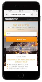 secret escapes mobile website