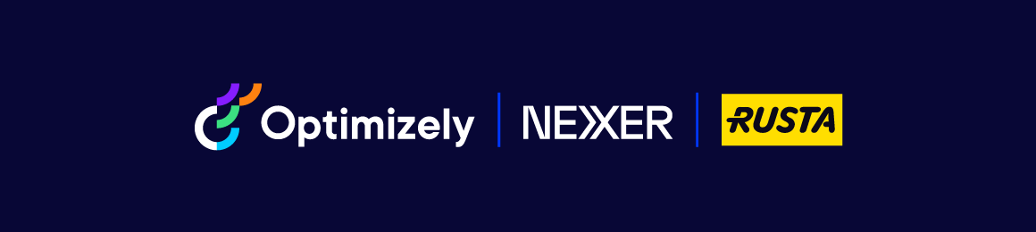 Optimizely, Nexer and Rusta logo in a row